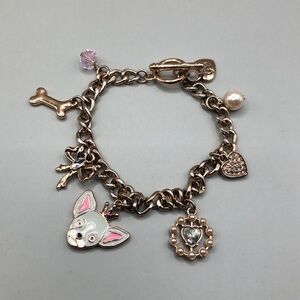 betsey johnson love chihuahua dog chain charm bracelet rose gold